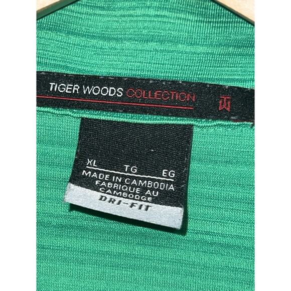Nike Tiger Woods Collection Polo Mens XL Shirt Golf Dri-FIT Green Snap Front - Picture 3 of 8